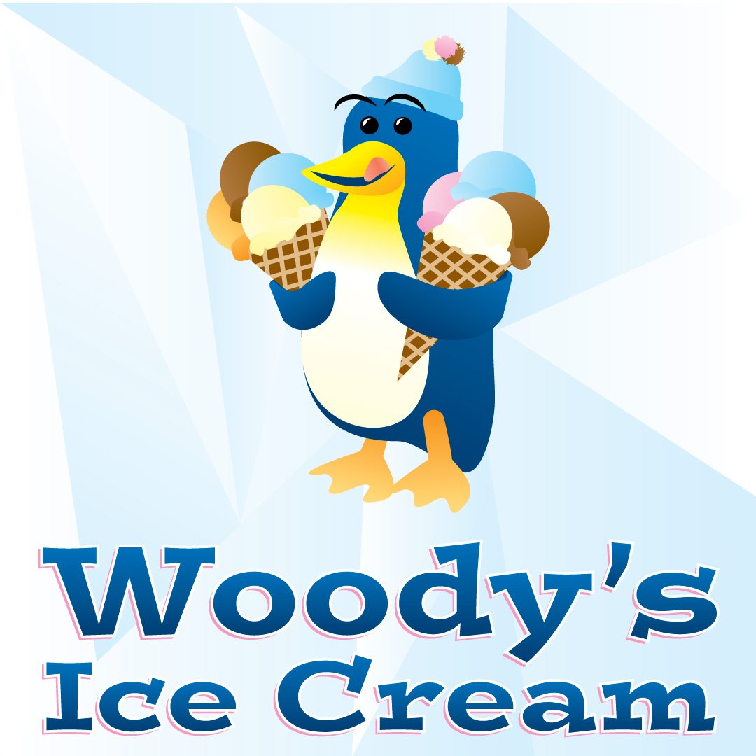 Woody's Ice Cream Logo